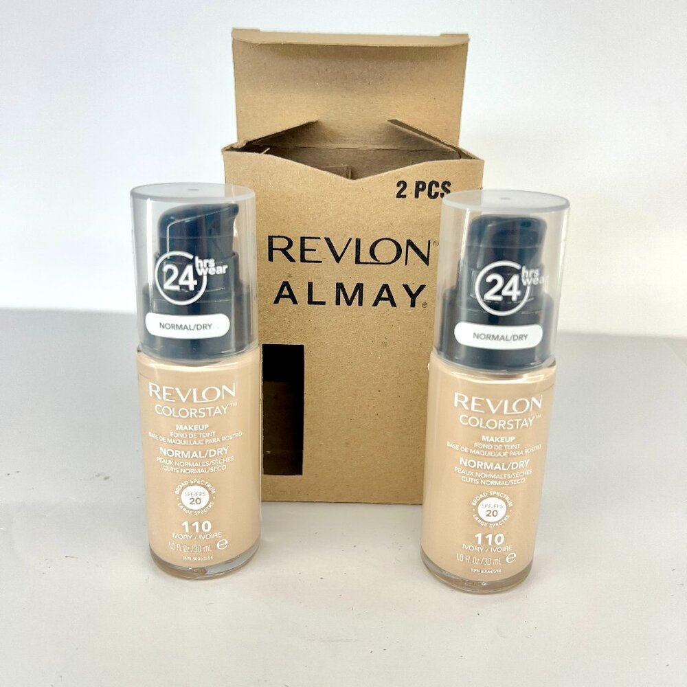 NWT 2 x 1oz/30mL Revlon ColorStay Makeup Normal/Dry SPF 20 Color #110 Ivory